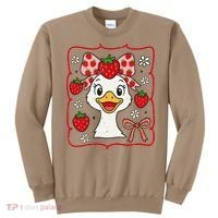 Coquette Bow Cute Strawberry Goose Lover Girly Summer Vibes Sweatshirt thumb 0