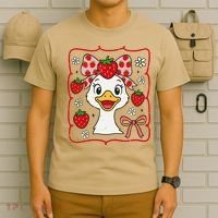 Coquette Bow Cute Strawberry Goose Lover Girly Summer Vibes T-Shirt thumb 6