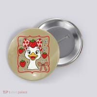 Coquette Bow Cute Strawberry Goose Lover Girly Summer Vibes Button thumb 0