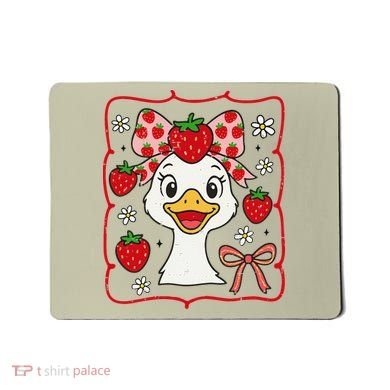 Coquette Bow Cute Strawberry Goose Lover Girly Summer Vibes Mousepad