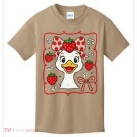 Coquette Bow Cute Strawberry Goose Lover Girly Summer Vibes Kids T-Shirt thumb 0