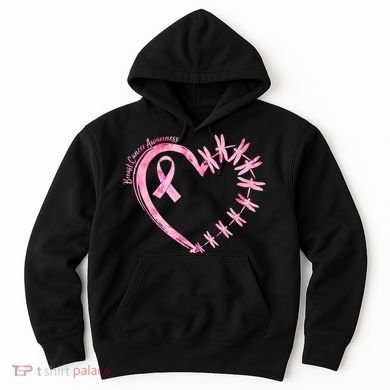 Cute Breast Cancer Awareness Dragonfly Heart Hoodie