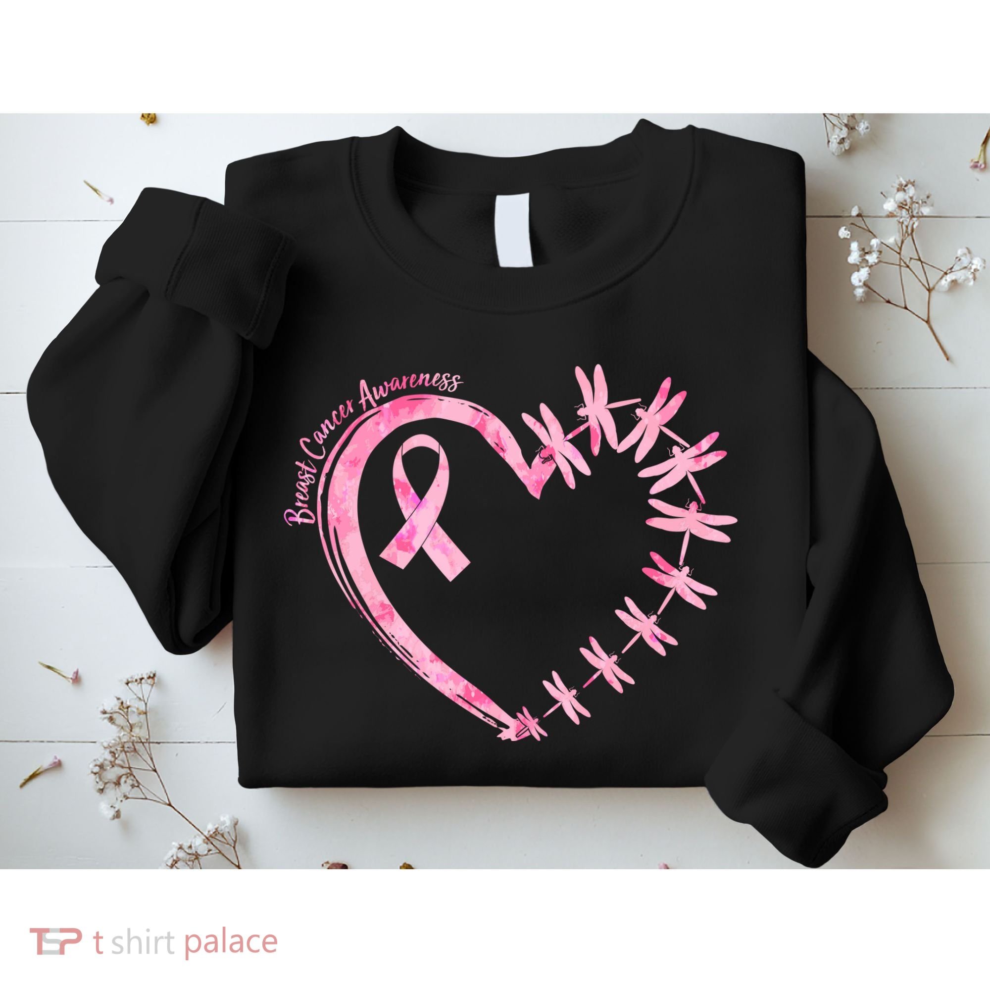 Cute Breast Cancer Awareness Dragonfly Heart Sweatshirt