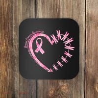 Cute Breast Cancer Awareness Dragonfly Heart Coaster thumb 0