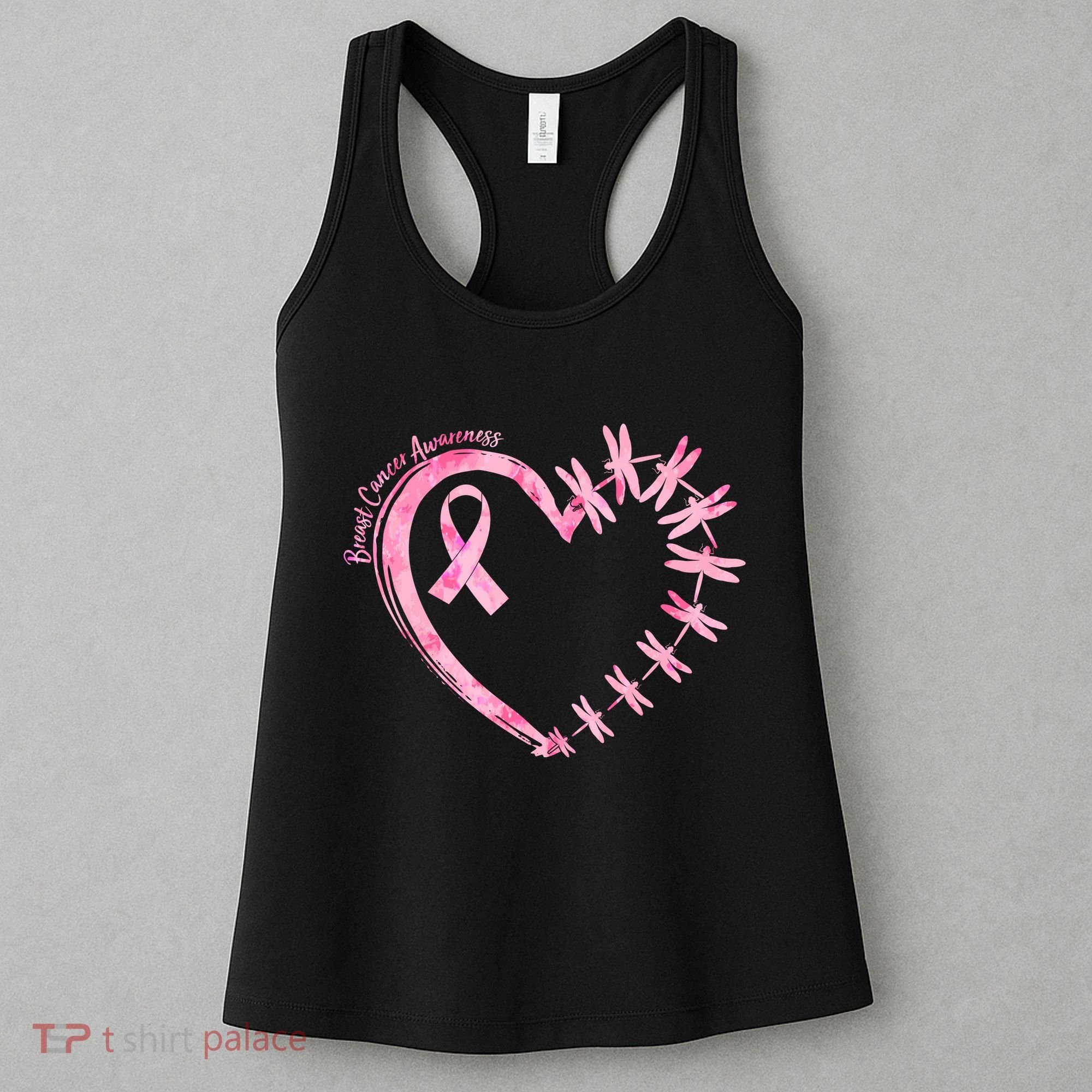 Cute Breast Cancer Awareness Dragonfly Heart Women's Tank Top