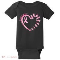 Cute Breast Cancer Awareness Dragonfly Heart Baby Bodysuit thumb 0