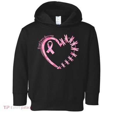Cute Breast Cancer Awareness Dragonfly Heart Toddler Hoodie