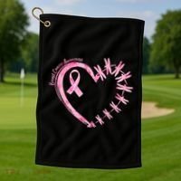 Cute Breast Cancer Awareness Dragonfly Heart Golf Towel thumb 1