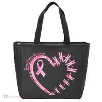 Cute Breast Cancer Awareness Dragonfly Heart Tote Bag thumb 0