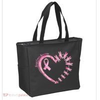 Cute Breast Cancer Awareness Dragonfly Heart Tote Bag thumb 2