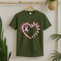 Cute Breast Cancer Awareness Dragonfly Heart T-Shirt thumb 2