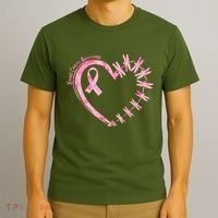 Cute Breast Cancer Awareness Dragonfly Heart T-Shirt thumb 3