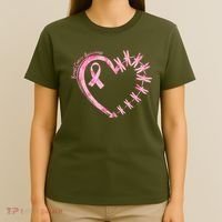 Cute Breast Cancer Awareness Dragonfly Heart T-Shirt thumb 4