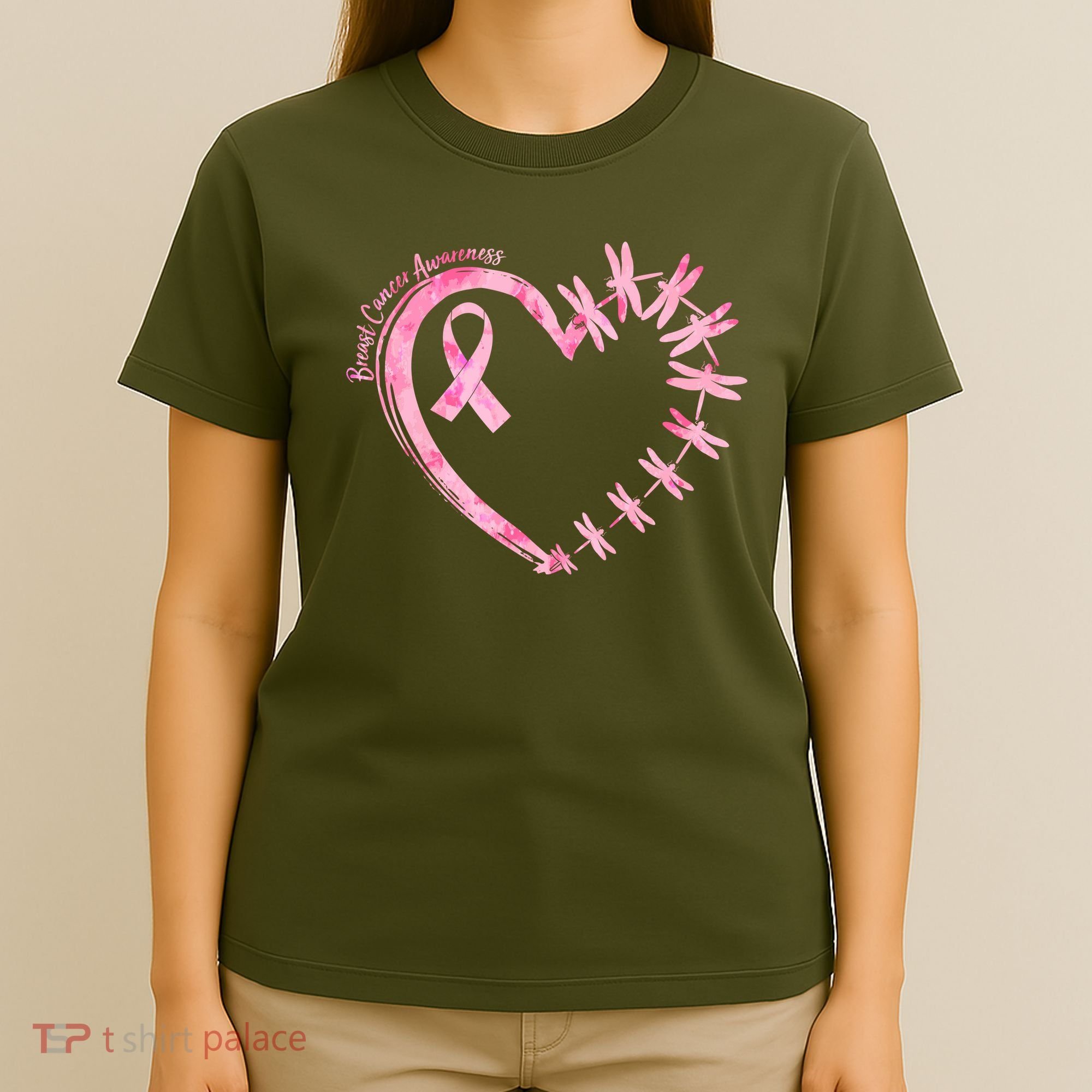 Cute Breast Cancer Awareness Dragonfly Heart T-Shirt