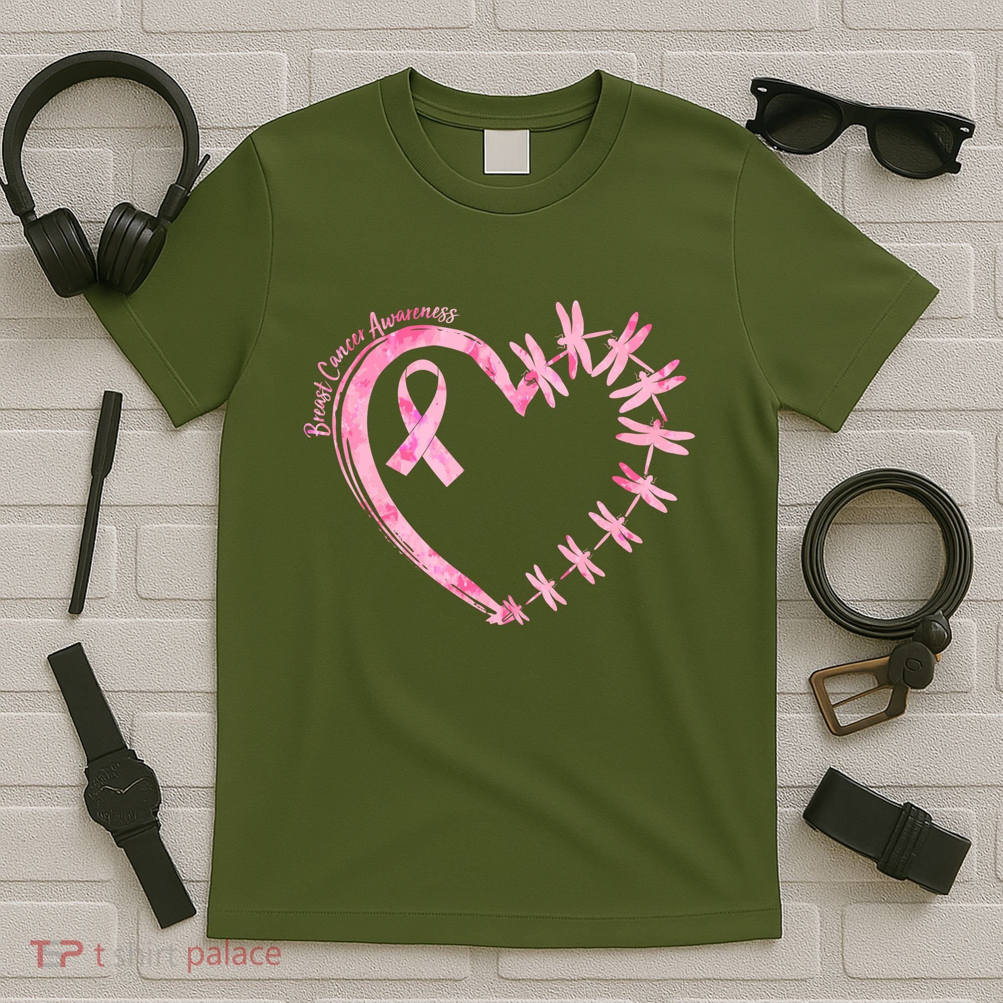 Cute Breast Cancer Awareness Dragonfly Heart T-Shirt
