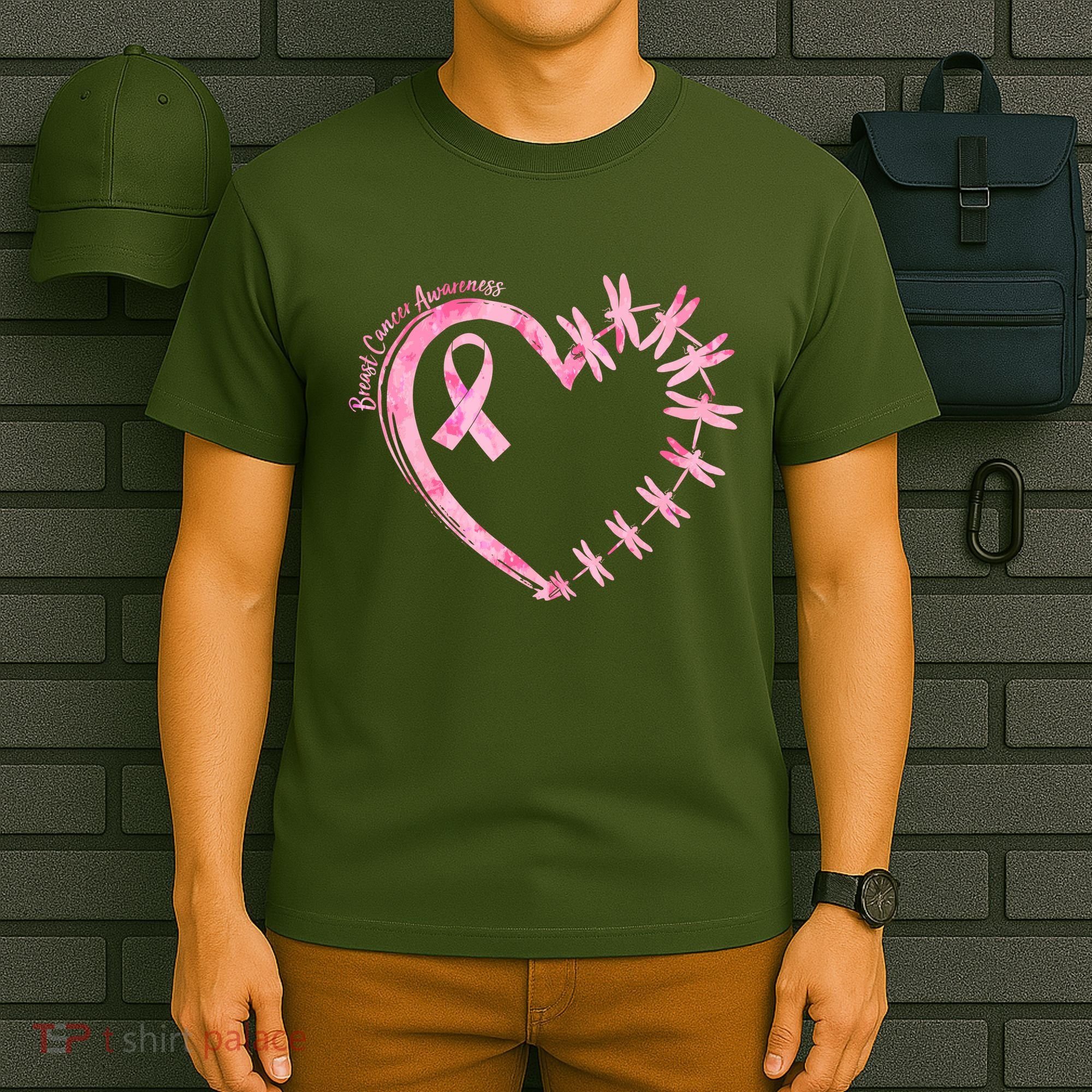Cute Breast Cancer Awareness Dragonfly Heart T-Shirt