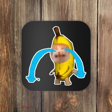 Crying Banana Cat Meme Coaster
