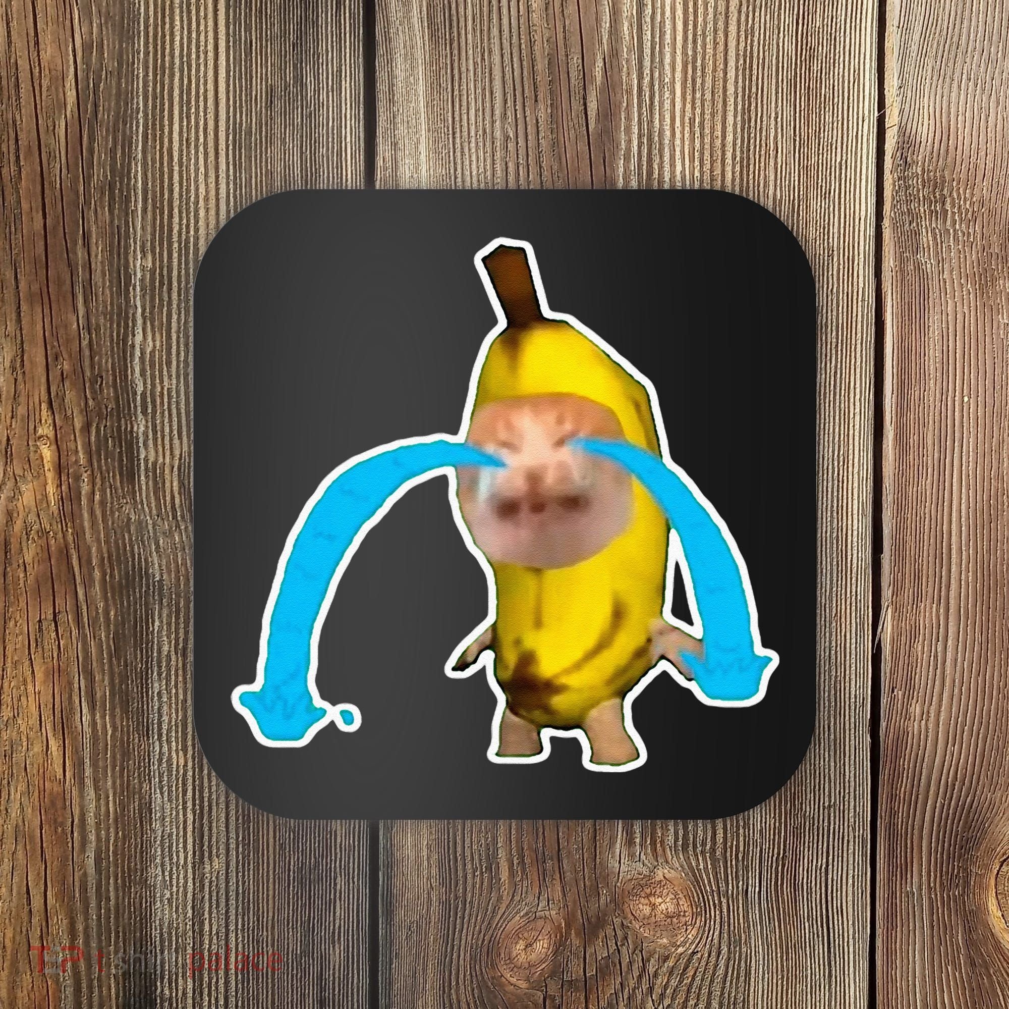 Crying Banana Cat Meme Coaster