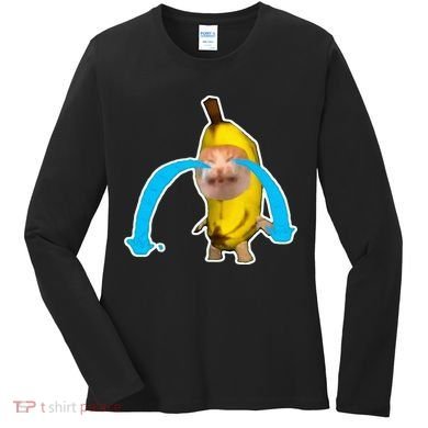 Crying Banana Cat Meme Women's Long Sleeve Shirt
