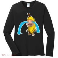 Crying Banana Cat Meme Women's Long Sleeve Shirt thumb 0