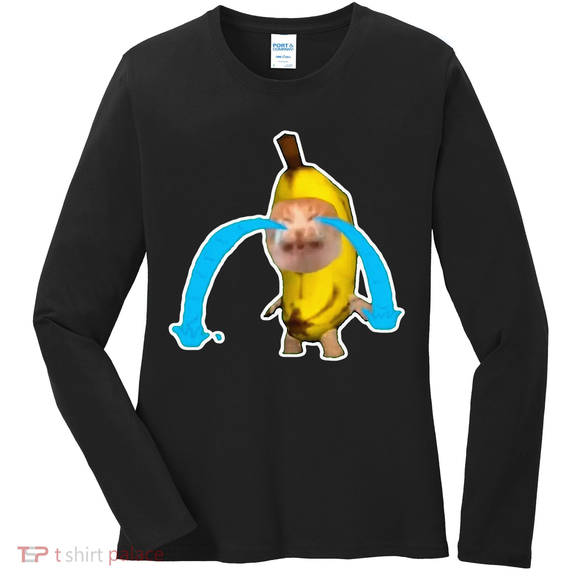 Crying Banana Cat Meme Women's Long Sleeve Shirt
