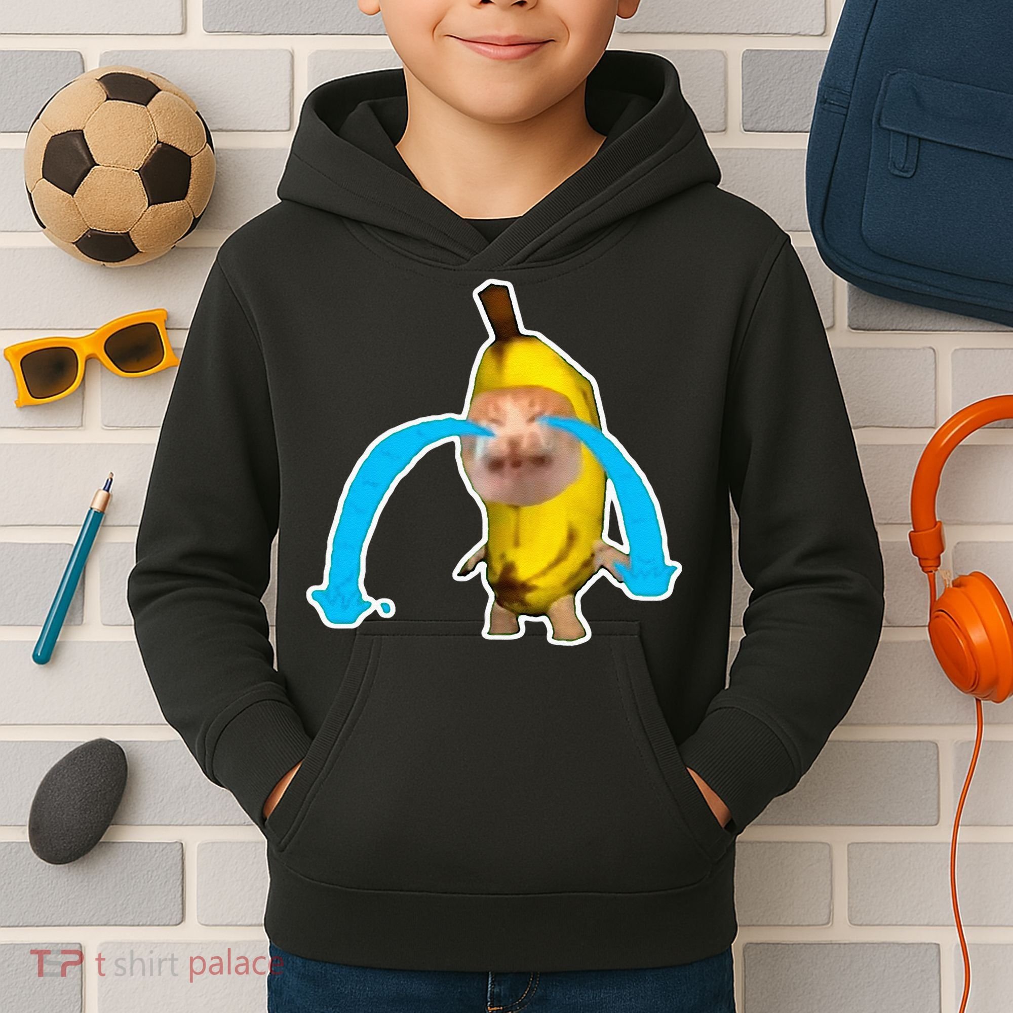 Crying Banana Cat Meme Kids Hoodie