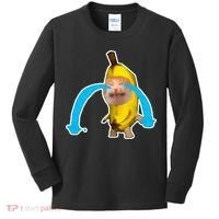 Crying Banana Cat Meme Kids Long Sleeve Shirt thumb 0