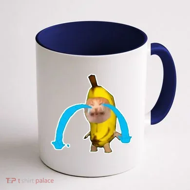 Crying Banana Cat Meme Coffee Mug back
