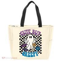 Cute But Creepy Funny Halloween Retro Tote Bag thumb 0