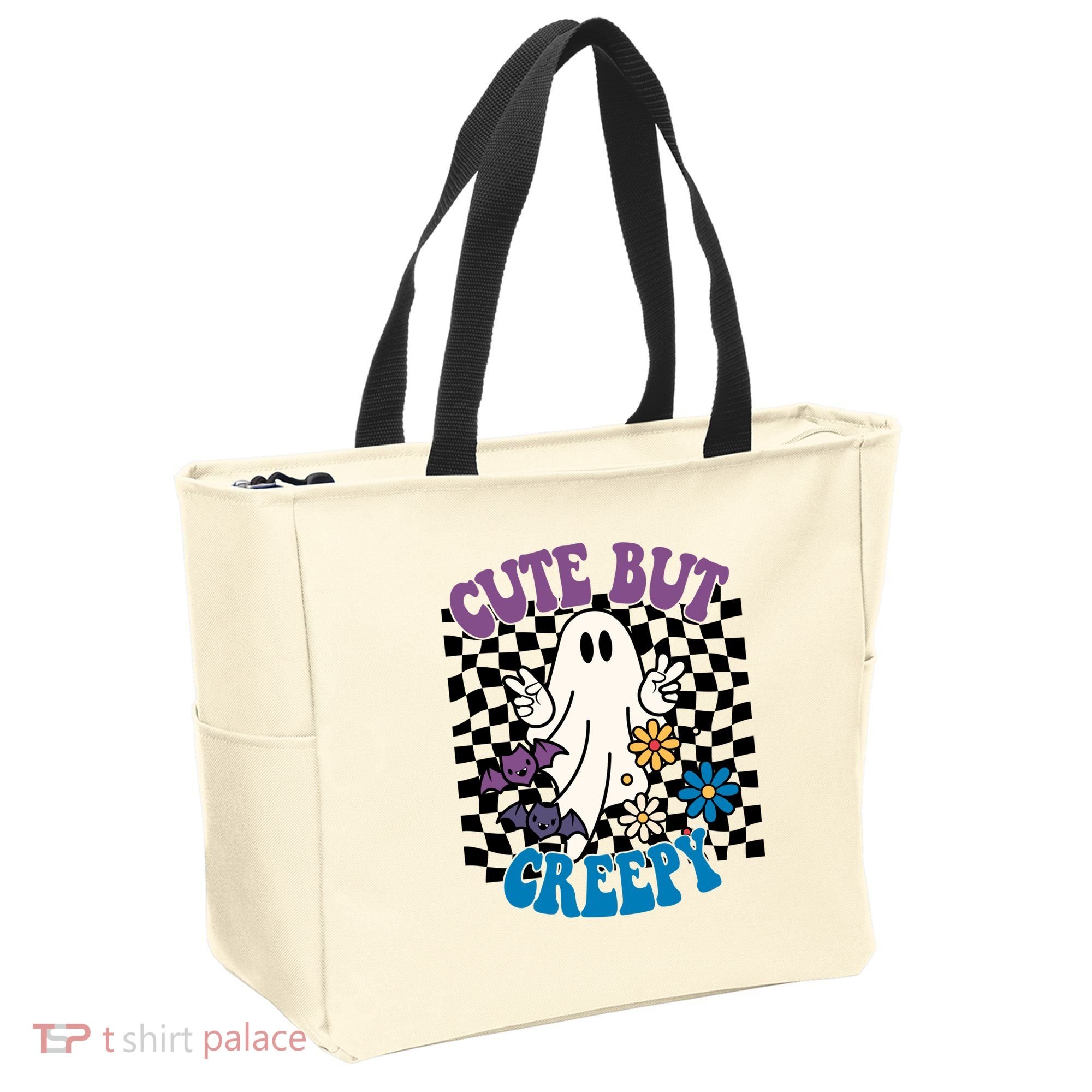 Cute But Creepy Funny Halloween Retro Tote Bag