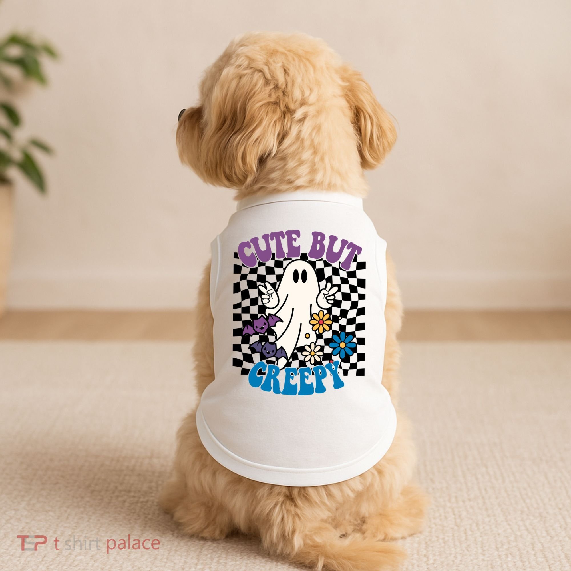 Cute But Creepy Funny Halloween Retro Doggie Tank