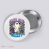 Cute But Creepy Funny Halloween Retro Button thumb 0