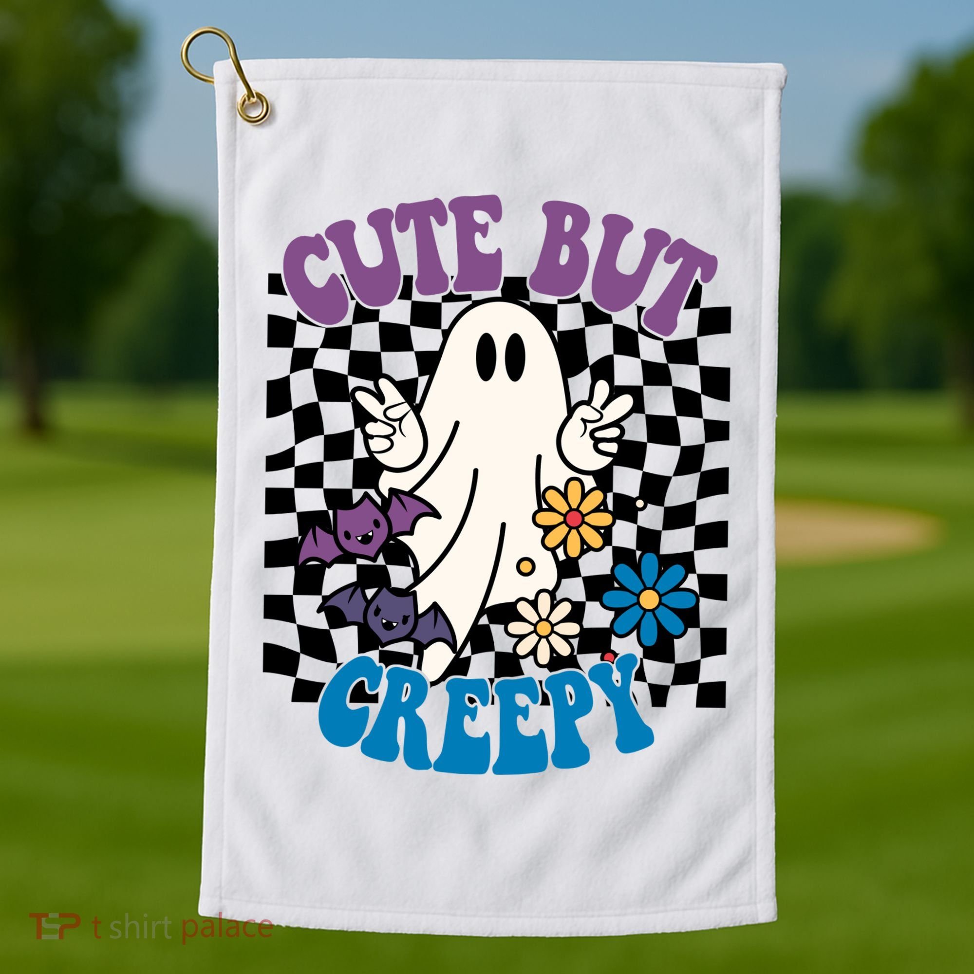 Cute But Creepy Funny Halloween Retro Golf Towel