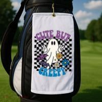 Cute But Creepy Funny Halloween Retro Golf Towel thumb 2