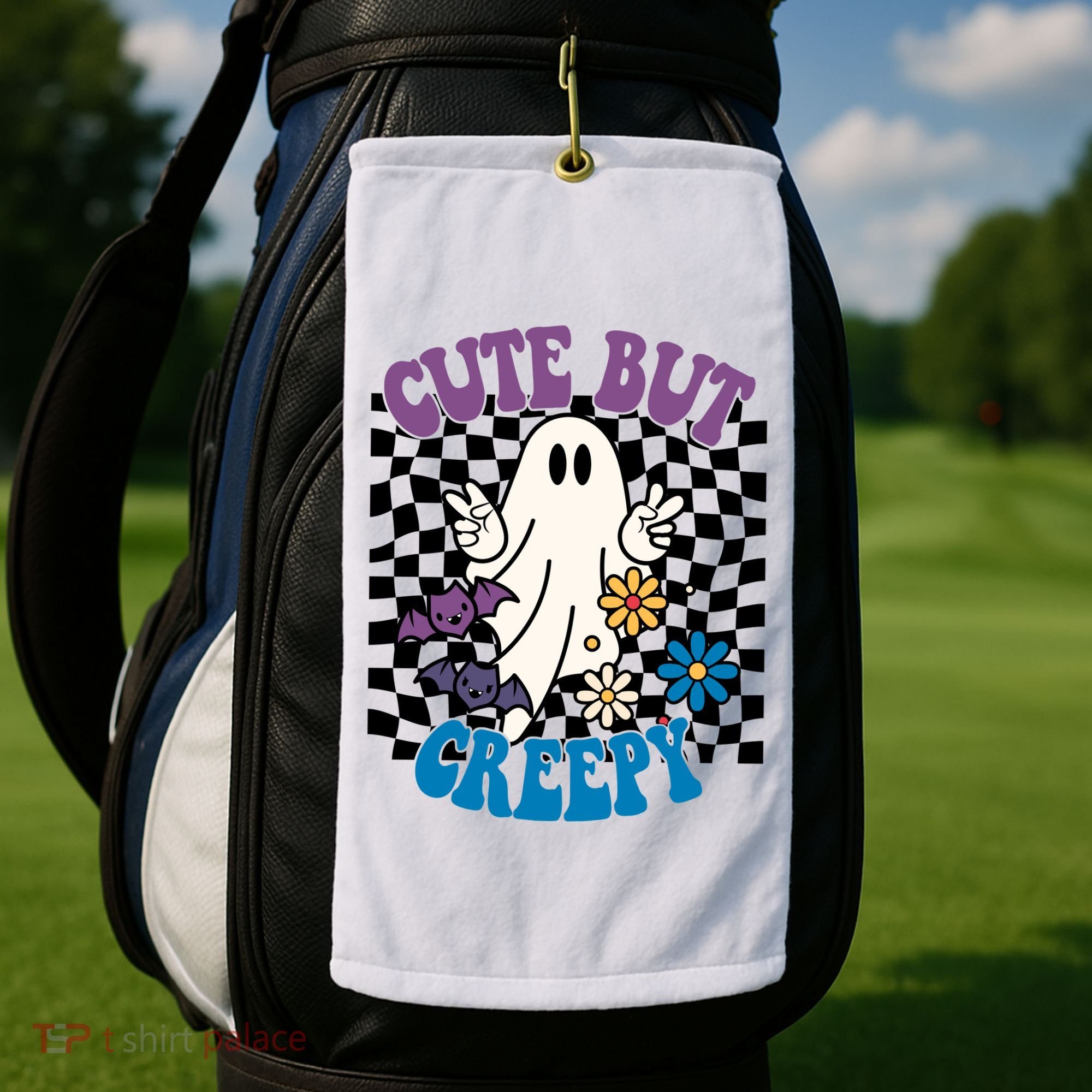 Cute But Creepy Funny Halloween Retro Golf Towel