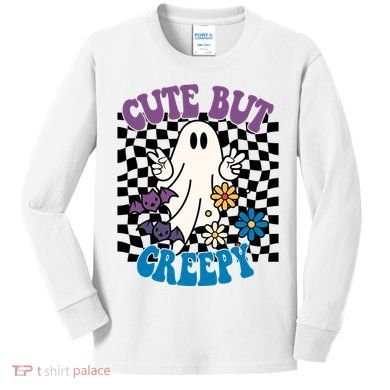 Cute But Creepy Funny Halloween Retro Kids Long Sleeve Shirt