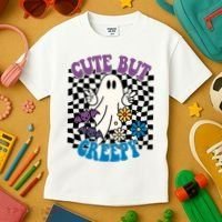 Cute But Creepy Funny Halloween Retro Kids T-Shirt thumb 3