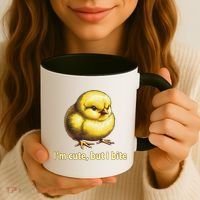 CUTE BABY CHICK ANGRY CHICKEN FUNNY WOMEN ANIMAL EASTER Coffee Mug thumb 3