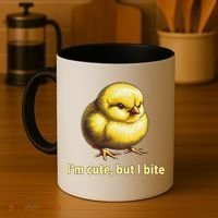 CUTE BABY CHICK ANGRY CHICKEN FUNNY WOMEN ANIMAL EASTER Coffee Mug thumb 4
