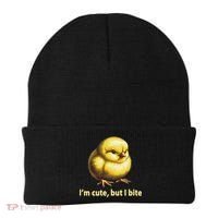 CUTE BABY CHICK ANGRY CHICKEN FUNNY WOMEN ANIMAL EASTER Beanie thumb 0