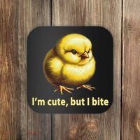 CUTE BABY CHICK ANGRY CHICKEN FUNNY WOMEN ANIMAL EASTER Coaster thumb 0