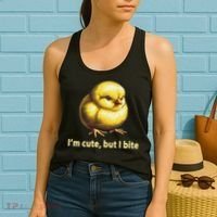 CUTE BABY CHICK ANGRY CHICKEN FUNNY WOMEN ANIMAL EASTER Women's Tank Top thumb 2