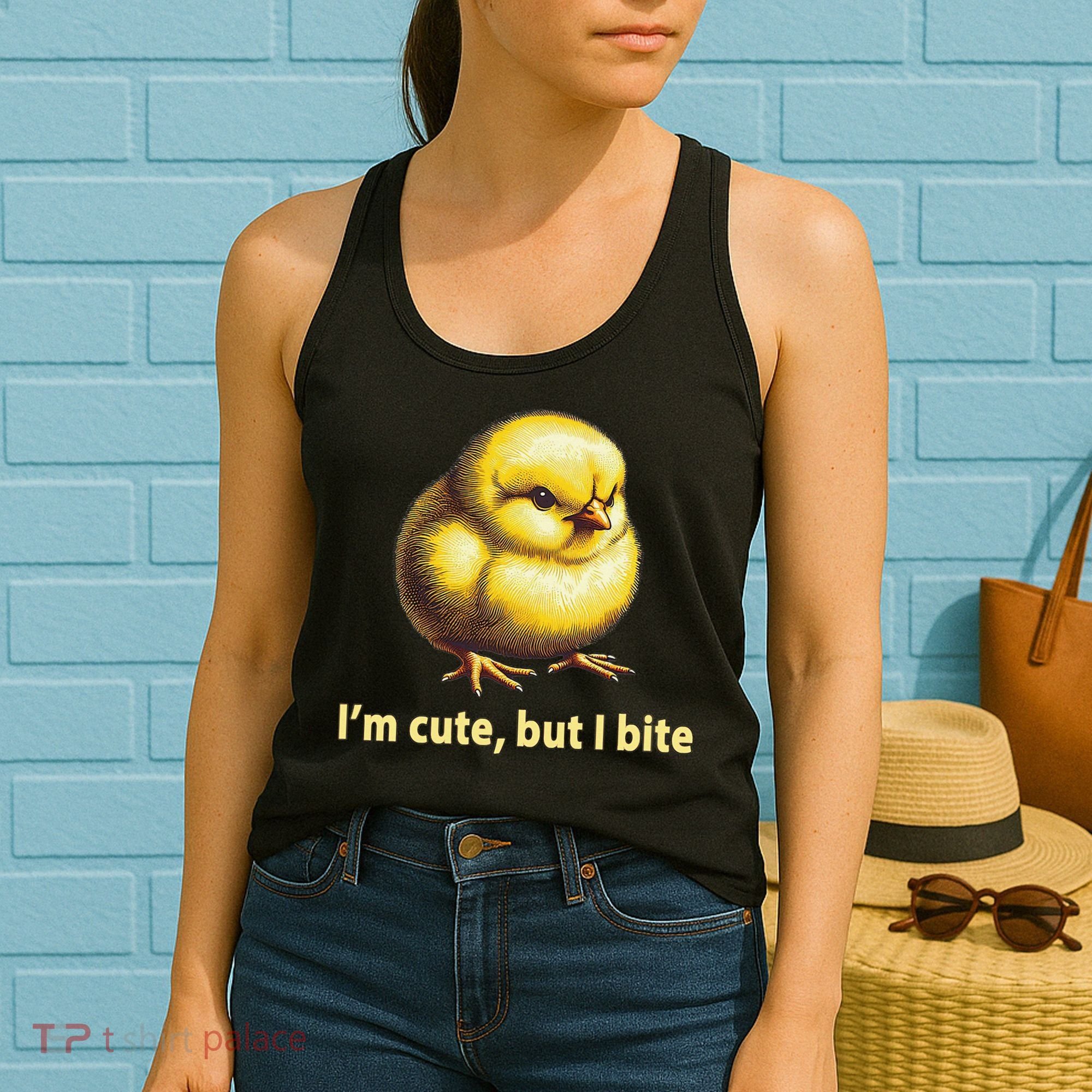 CUTE BABY CHICK ANGRY CHICKEN FUNNY WOMEN ANIMAL EASTER Women's Tank Top