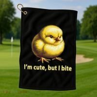 CUTE BABY CHICK ANGRY CHICKEN FUNNY WOMEN ANIMAL EASTER Golf Towel thumb 1