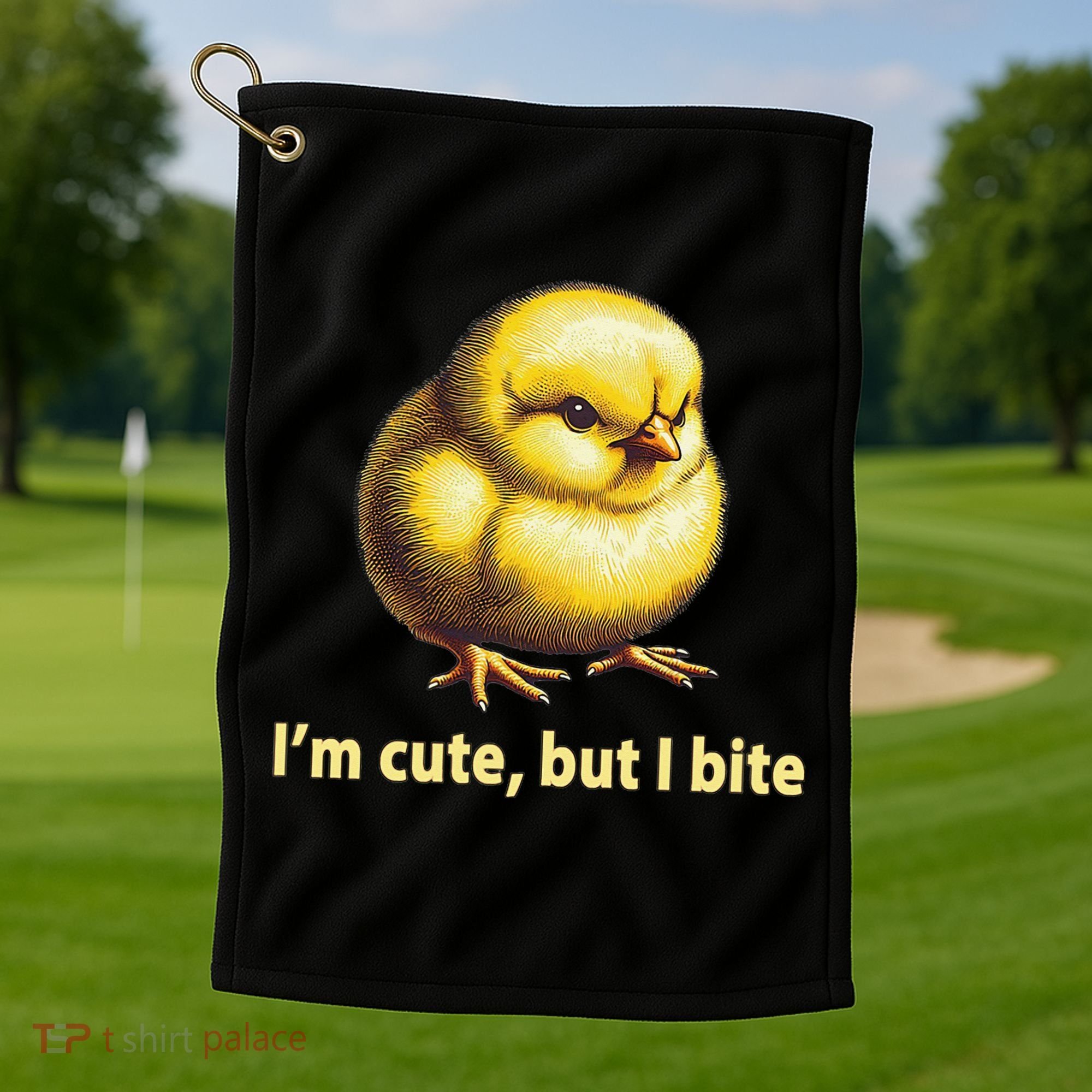 CUTE BABY CHICK ANGRY CHICKEN FUNNY WOMEN ANIMAL EASTER Golf Towel