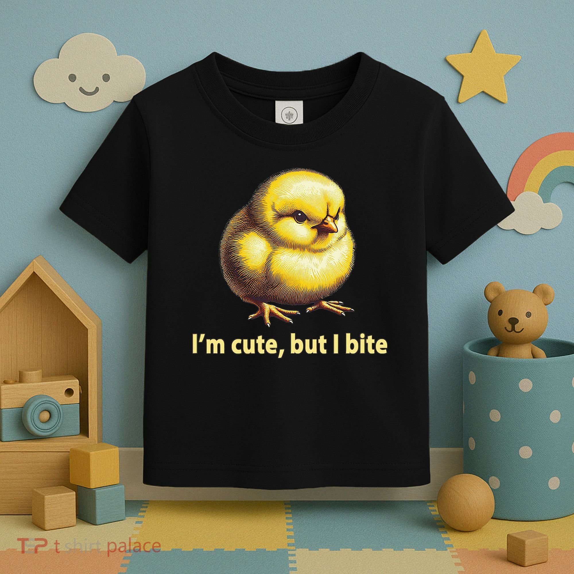 CUTE BABY CHICK ANGRY CHICKEN FUNNY WOMEN ANIMAL EASTER Toddler T-Shirt