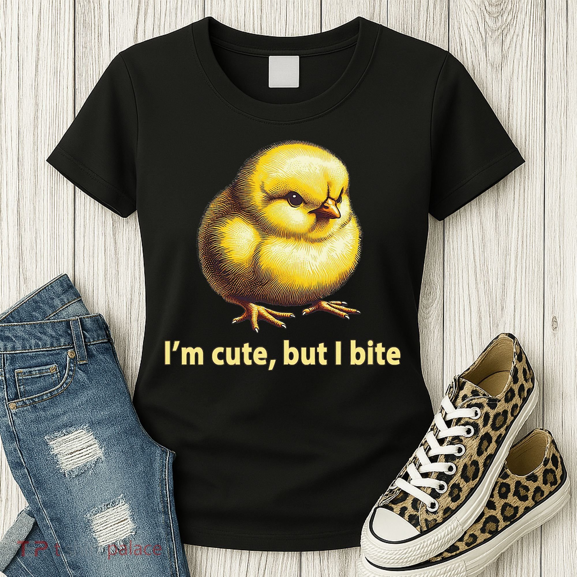 CUTE BABY CHICK ANGRY CHICKEN FUNNY WOMEN ANIMAL EASTER Women's T-Shirt