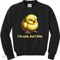 CUTE BABY CHICK ANGRY CHICKEN FUNNY WOMEN ANIMAL EASTER Kids Sweatshirt thumb 0