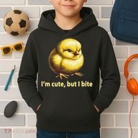 CUTE BABY CHICK ANGRY CHICKEN FUNNY WOMEN ANIMAL EASTER Kids Hoodie thumb 2