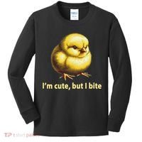 CUTE BABY CHICK ANGRY CHICKEN FUNNY WOMEN ANIMAL EASTER Kids Long Sleeve Shirt thumb 0